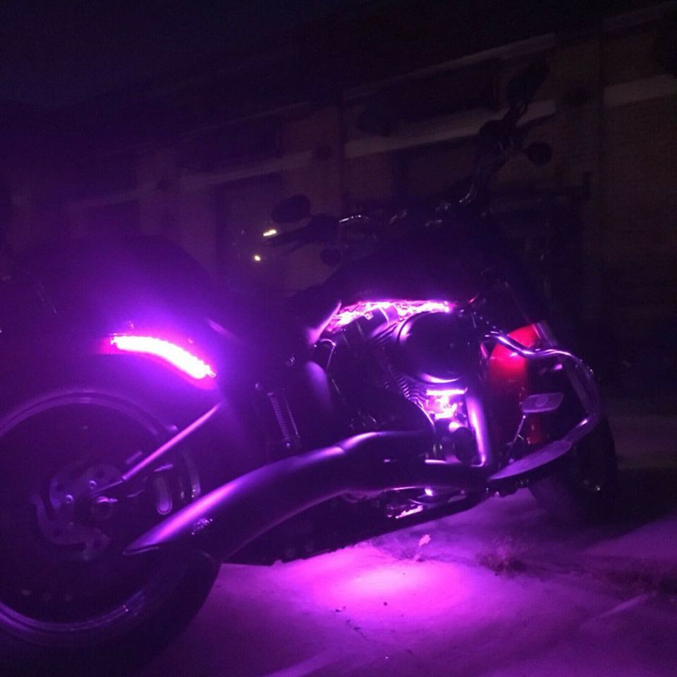 eSynic 12X Motorcycle Led Lights Wireless Remote 15 Color Neon Glow Light Strips Kit UK