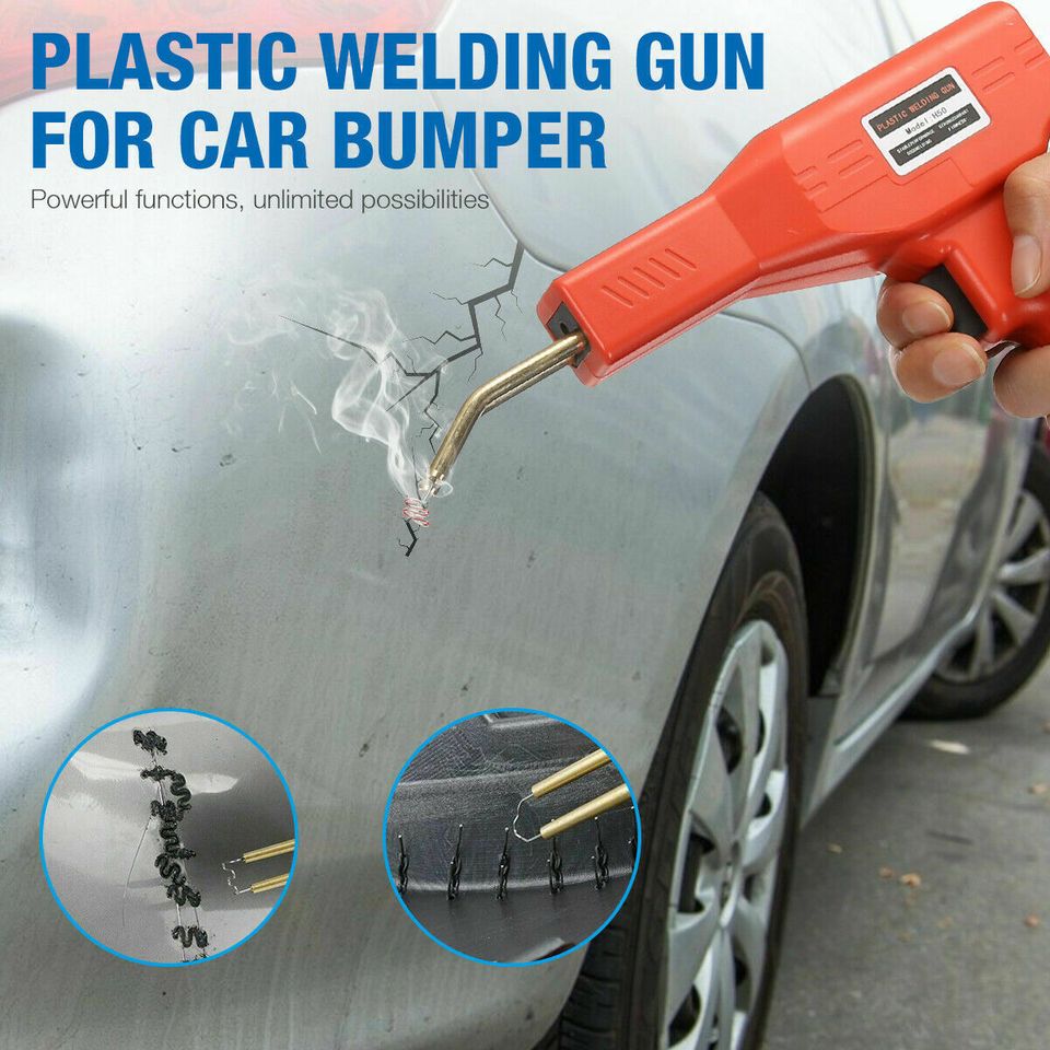 eSynic 50W Plastic Welder Hot Stapler Machine Handy Gun Car Bumper Repair Kit + Staples