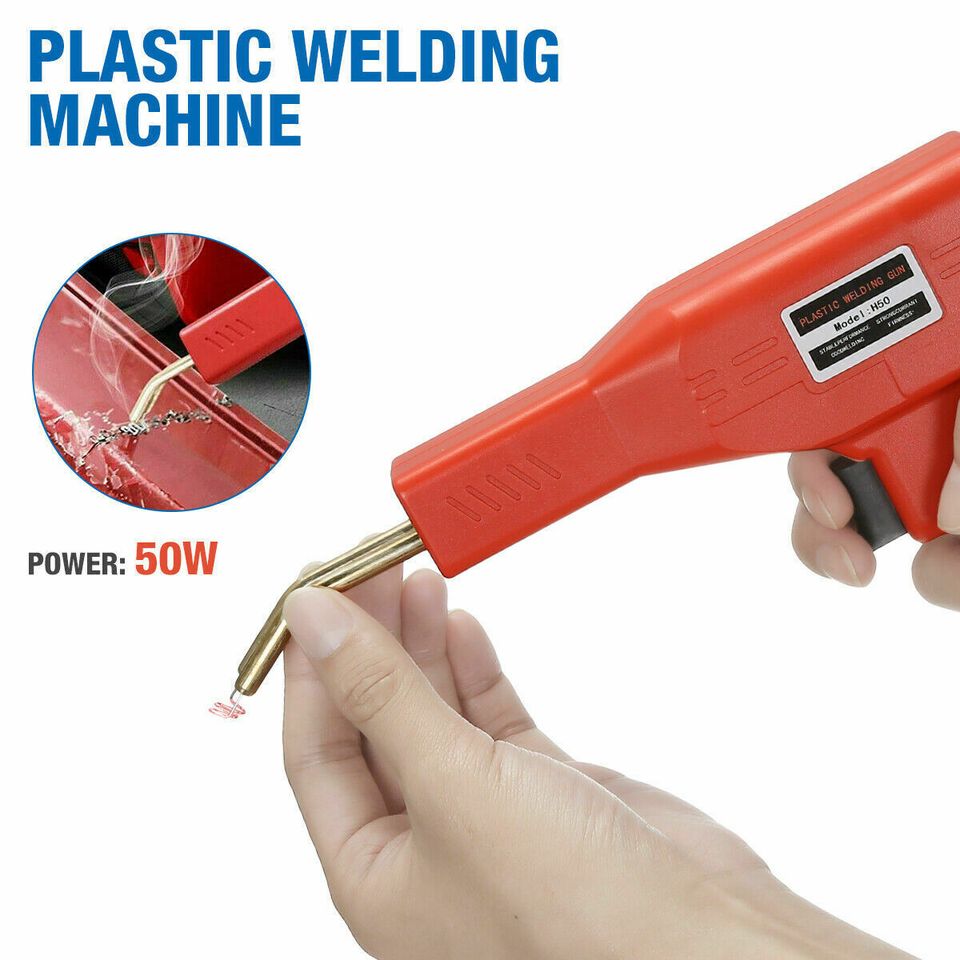 eSynic 50W Plastic Welder Hot Stapler Machine Handy Gun Car Bumper Repair Kit + Staples