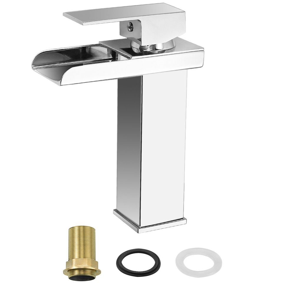 eSynic Waterfall Bathroom Sink Faucet Single Handle Basin Lavatory Mixer Tap Deck Mount