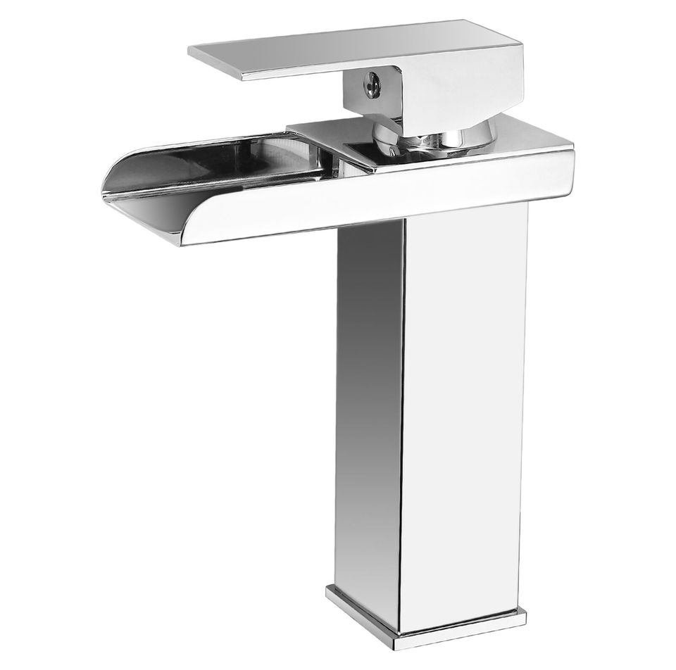 eSynic Waterfall Bathroom Sink Faucet Single Handle Basin Lavatory Mixer Tap Deck Mount