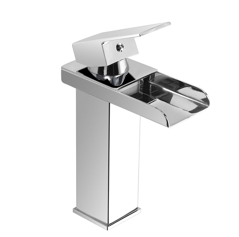 eSynic Waterfall Bathroom Sink Faucet Single Handle Basin Lavatory Mixer Tap Deck Mount