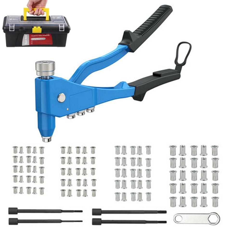 eSynic 10 in Rivet Nut Gun M3-M6 Hand Riveter Rivet Gun with 100pcs Nut Setting System