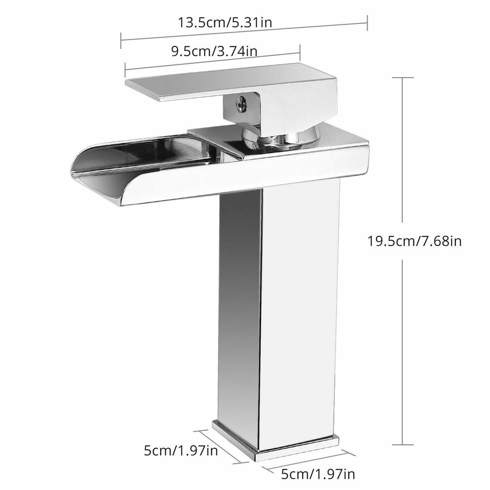 eSynic Waterfall Bathroom Sink Faucet Single Handle Basin Lavatory Mixer Tap Deck Mount