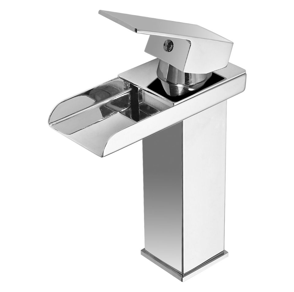 eSynic Waterfall Bathroom Sink Faucet Single Handle Basin Lavatory Mixer Tap Deck Mount