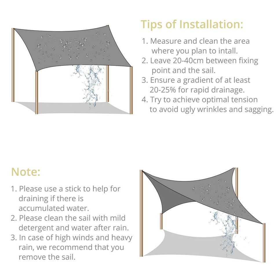 eSynic Sun Shade Sail Canopy Rectangle Sand Uv Block Sunshade For Backyard Deck Outdoor DE