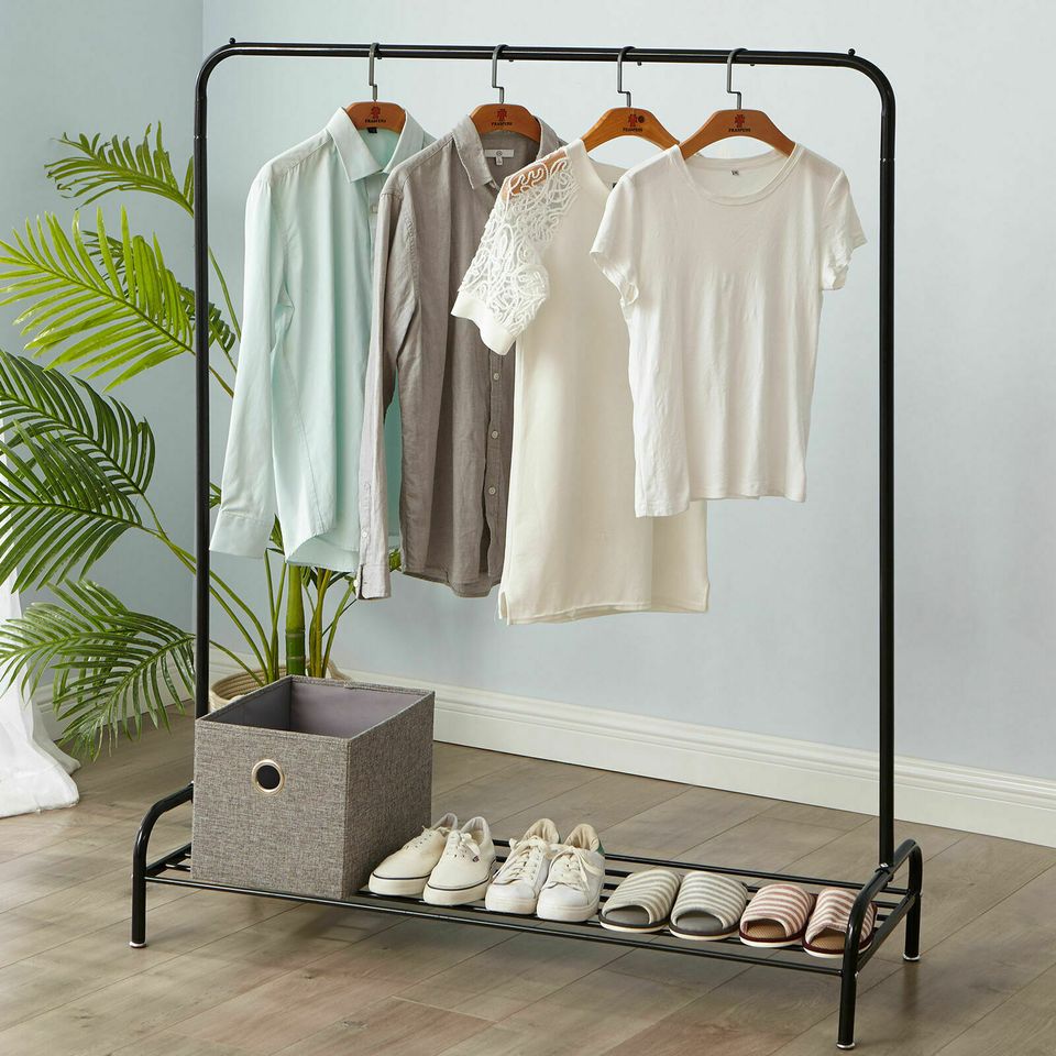 eSynic Heavy Duty Clothes Rail Rack Garment Hanging Display Stand Shoe Storage Shelf US