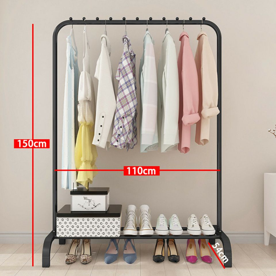 eSynic Heavy Duty Clothes Rail Rack Garment Hanging Display Stand Shoe Storage Shelf US