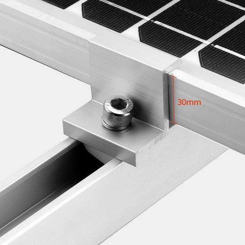 10 Pcs 30mm Solar Panel Rail Bracket Mounting Aluminium Fixing Clamp Roof Use