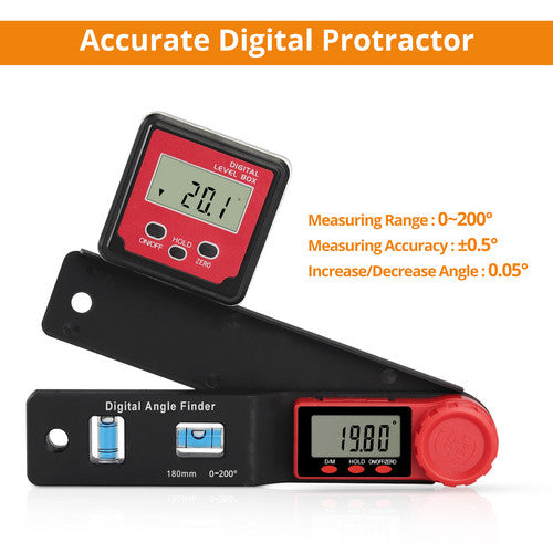 180 mm Digital Protractor Angle Finder Inclinometer Goniometer Electronic Level