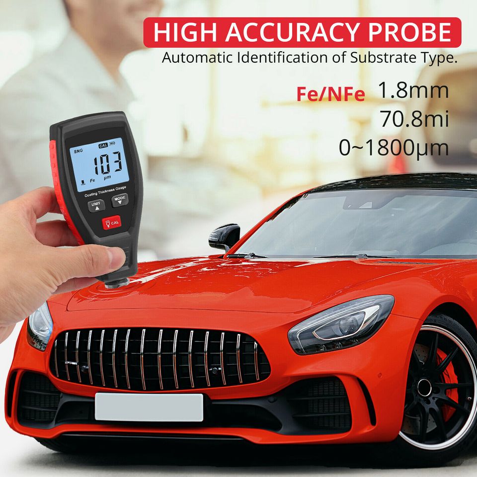 eSynic Digital Car Paint Coating Thickness Gauge Meter Tester Depth Detector Measuring