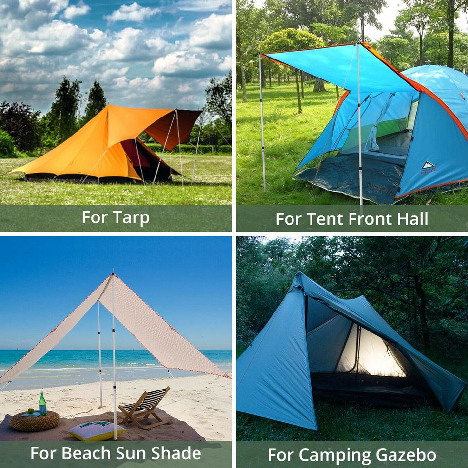 eSynic 2X Adjustable Aluminum Camping Tarp 35-90'' Telescoping Adjust Tent Canopy Poles