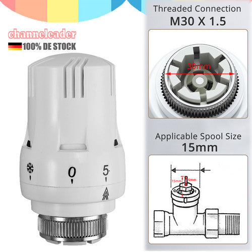 2x Thermostatkopf 15mm Heizkörper Ventil Heizung Thermostatventil TRV M30 x1,5