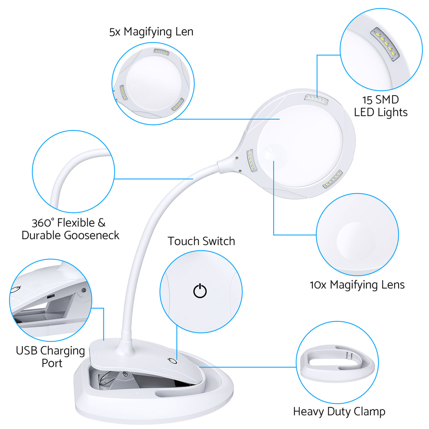 eSynic Profession Rechargeable Double Lens Magnifying