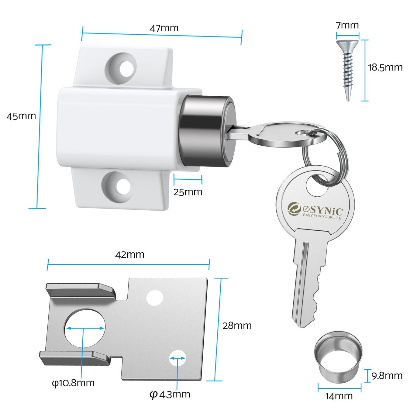 eSynic 2Pcs Sliding Patio Lock Sliding Patio Door Catches Set Security Lock