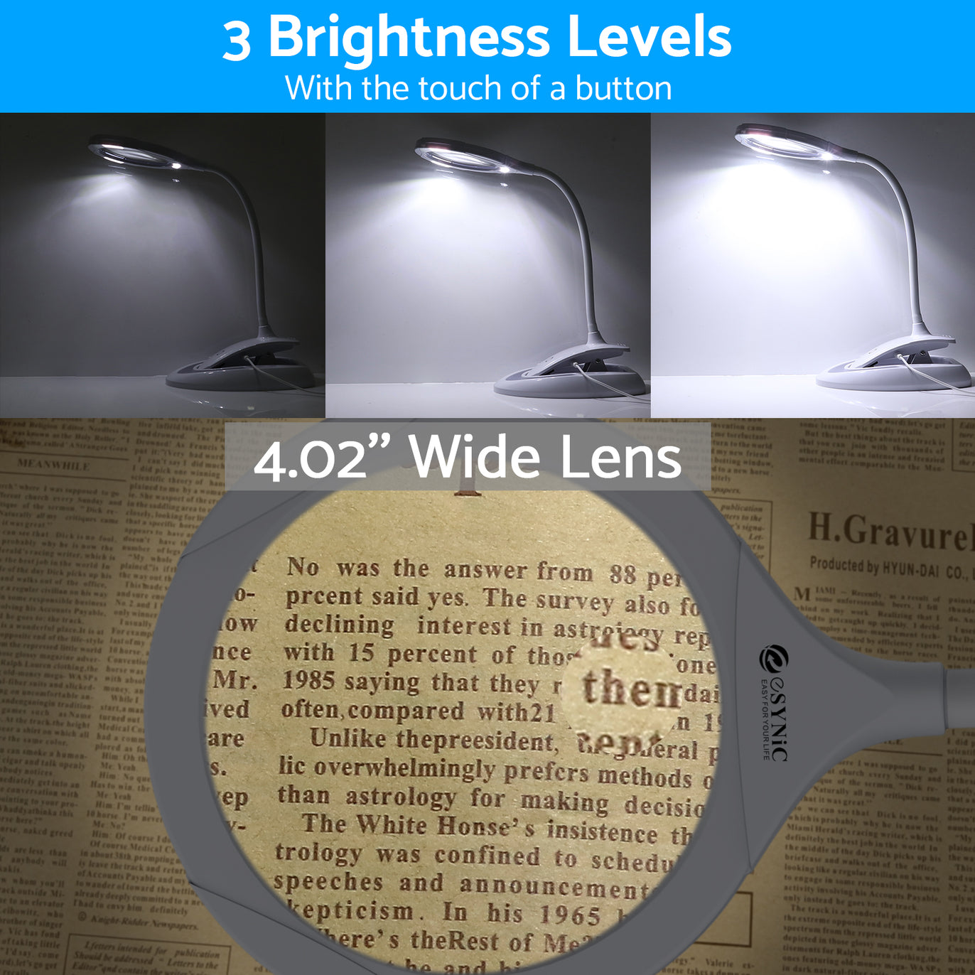 eSynic Profession Rechargeable Double Lens Magnifying