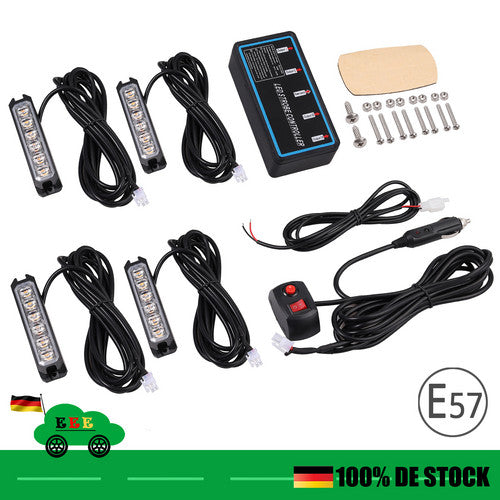 4x Frontblitzer LED Blitzlicht Warnleuchte Strobe Licht Gelb 12V 24V KFZ LKW PKW