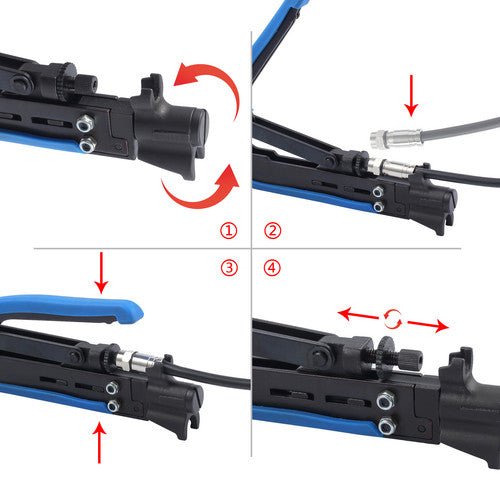 RG59 RG6 RG11 For F Connector TV Coaxial Cable Stripper Crimper Compression Tool