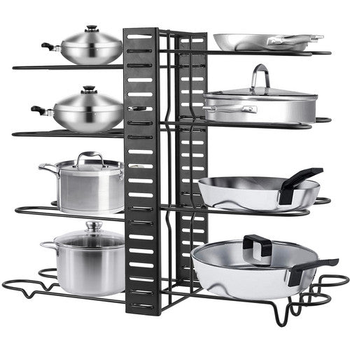 8 Tier Kitchen Rack Pot Lid Frying Pan Organizer Storage Cookware Shelves Holder