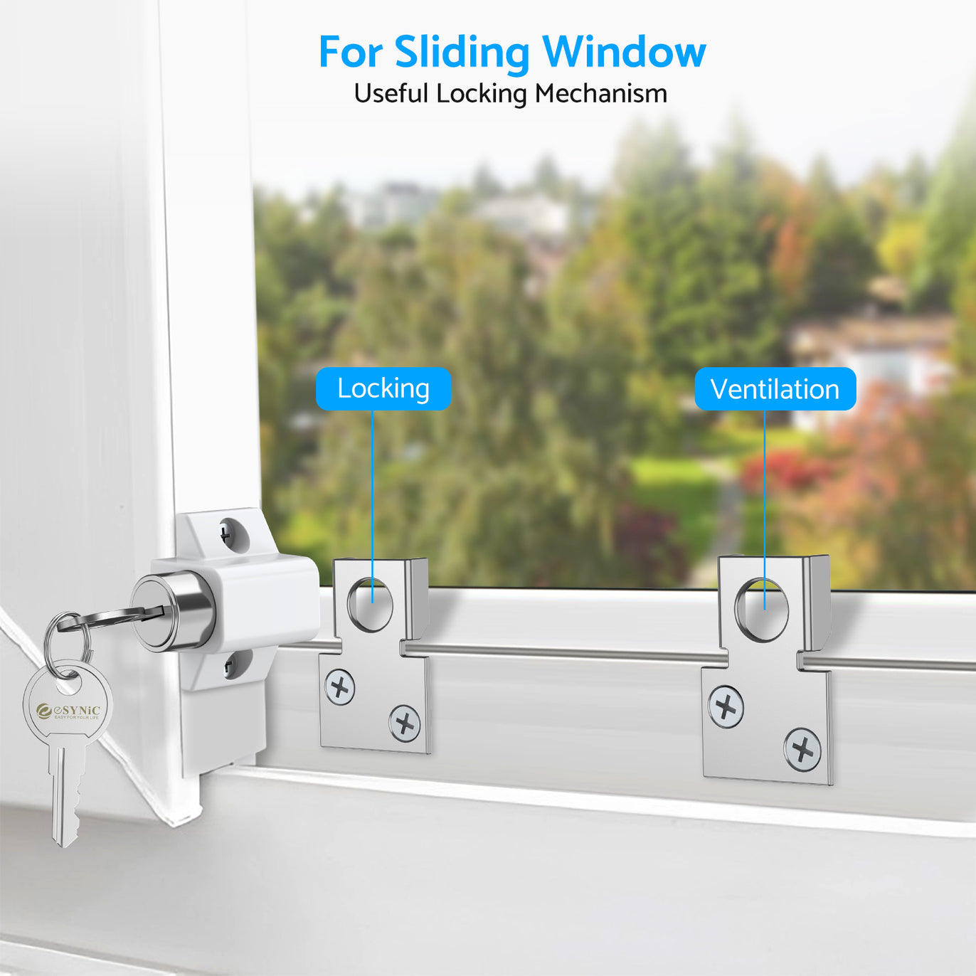 eSynic 2Pcs Sliding Patio Lock Sliding Patio Door Catches Set Security Lock