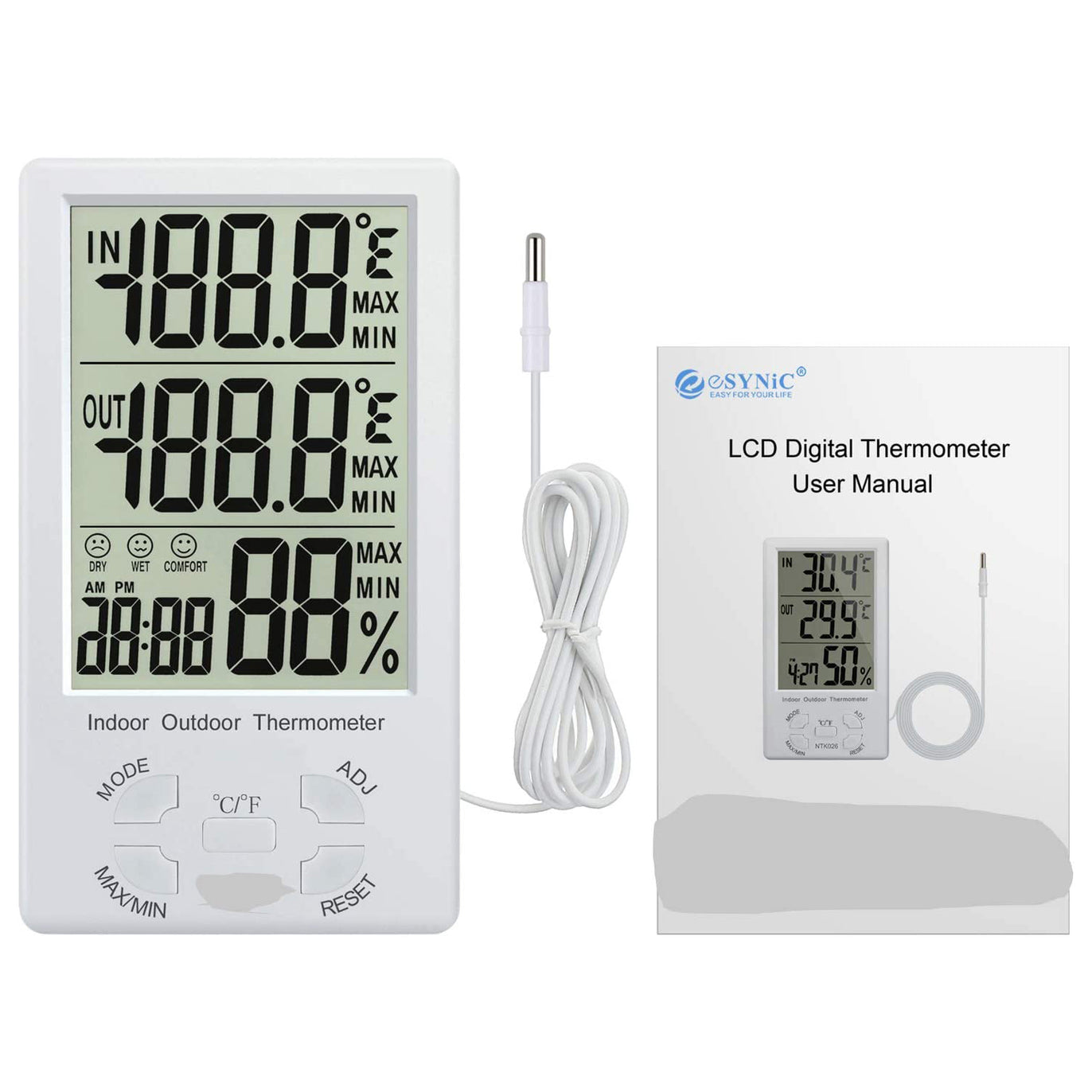 eSynic Digital LCD Display Hygrometer Thermometer