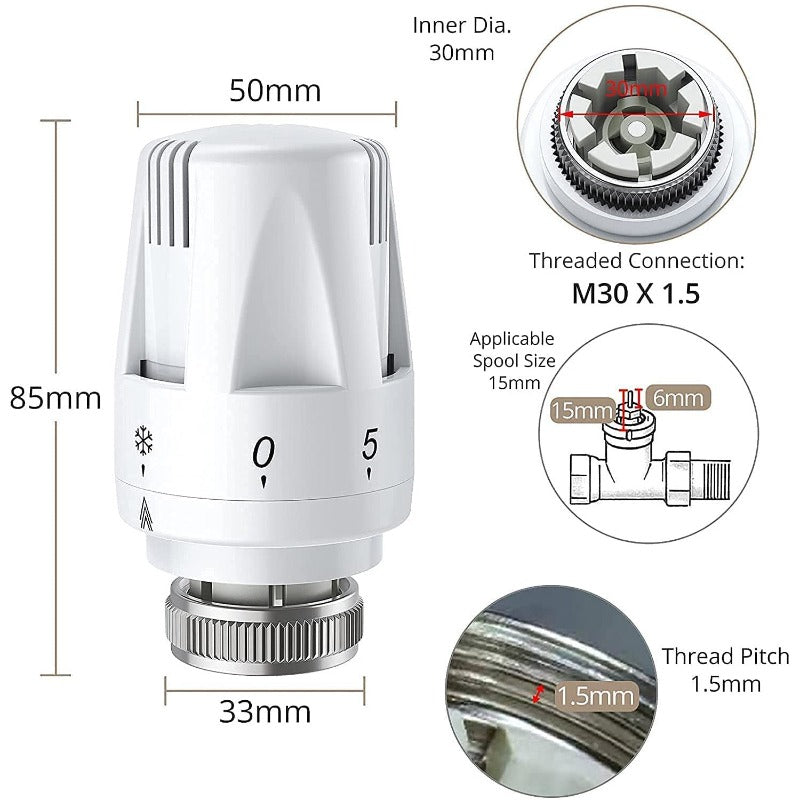 eSynic 2pcs Smart Radiator Thermostat TRV M 30 x 1.5 Radiator