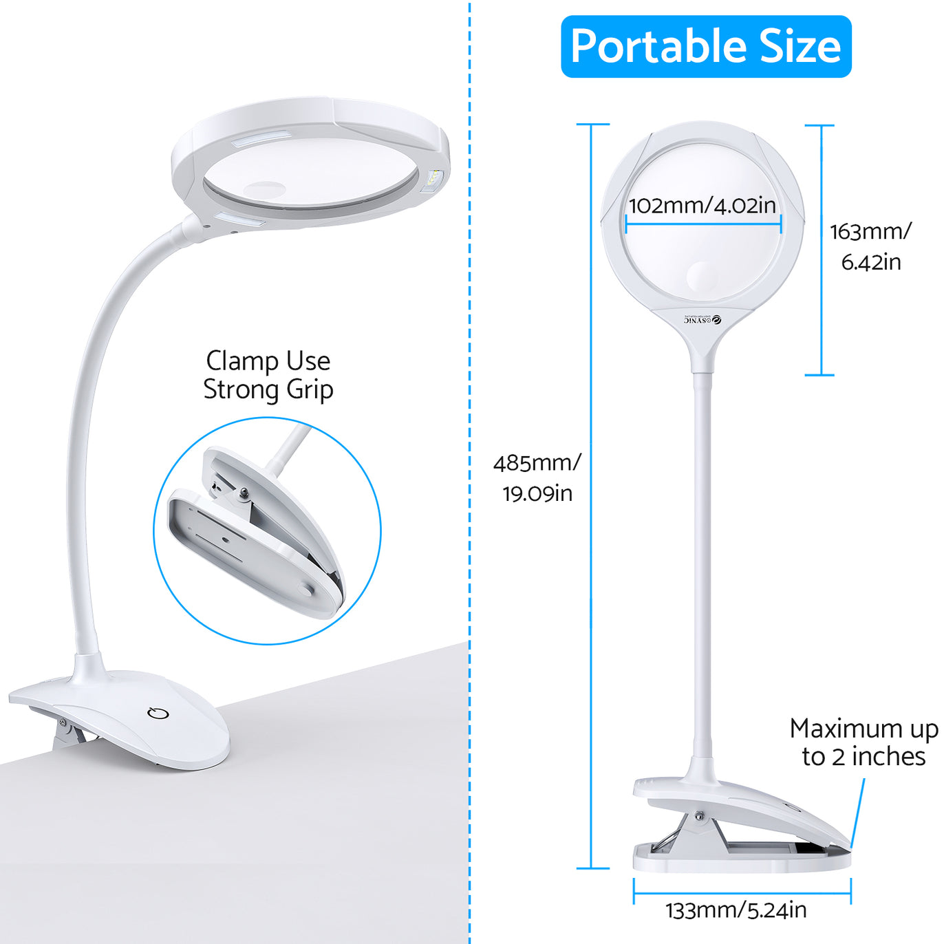 eSynic Profession Rechargeable Double Lens Magnifying