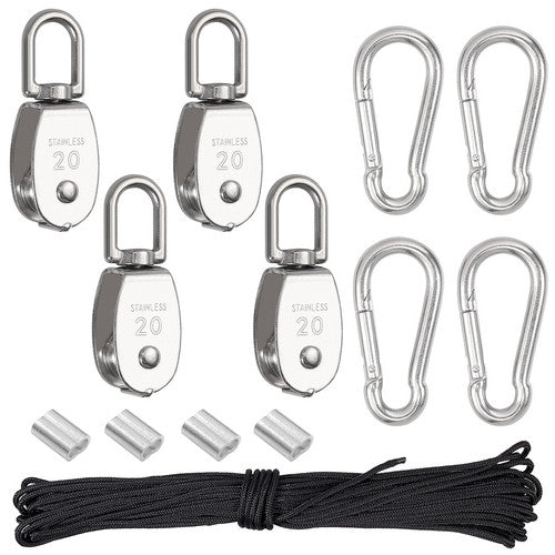 4X  M20 Heavy Duty Swivel Single Pulley Block Wheel Rigging Lifting Rope Lifter