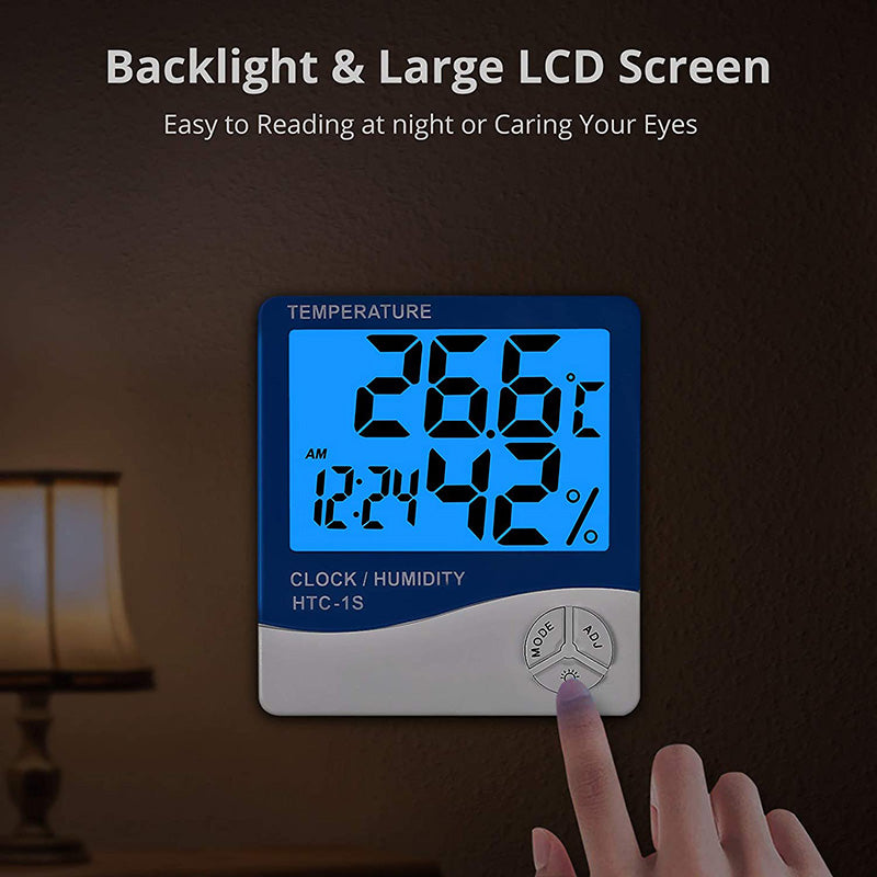 eSynic 2PCS Backlight Hygrometers Meter Indoor Digital Hygrometer