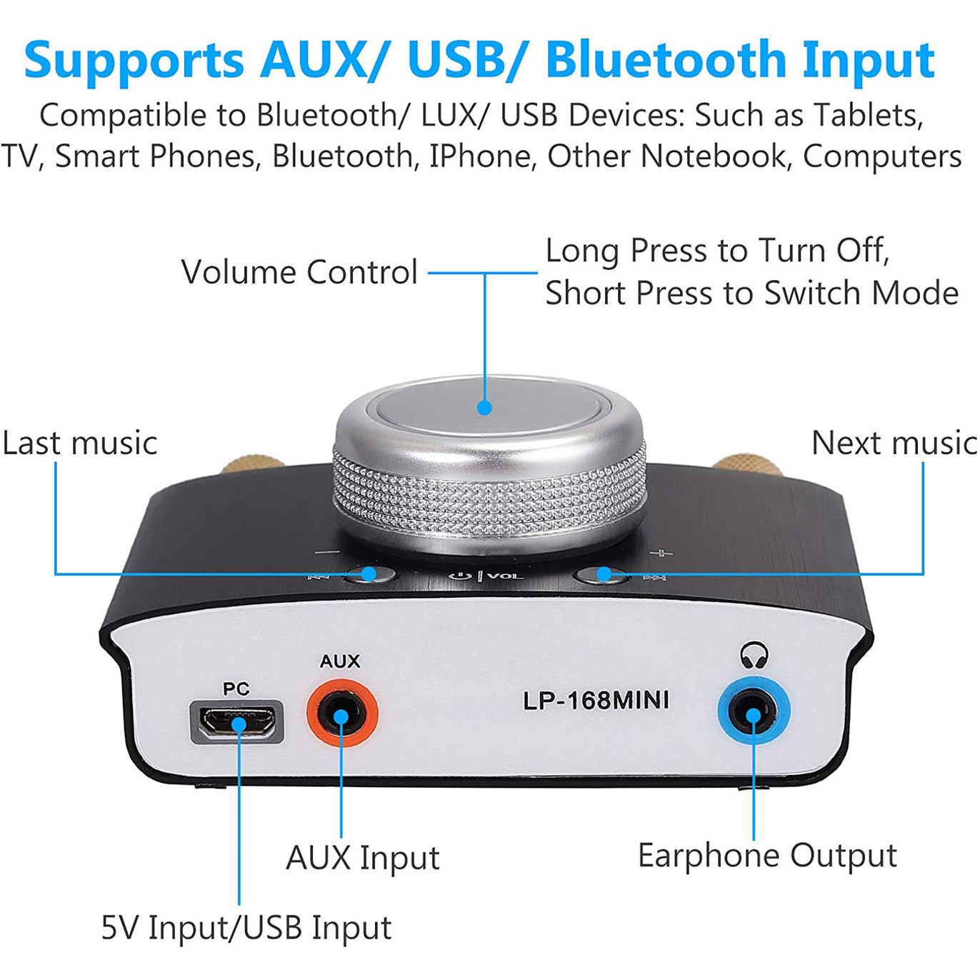eSynic Bluetooth 4.2 50WX2 Mini Power Amplifier