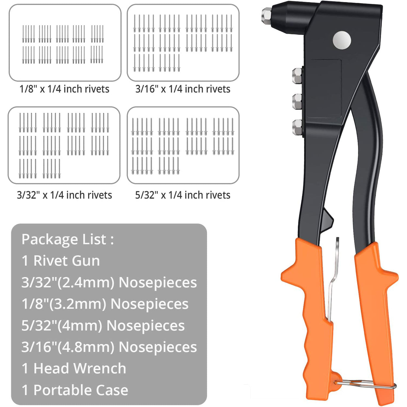 eSynic Popular Rivet Gun Hand Riveter Gun Kits