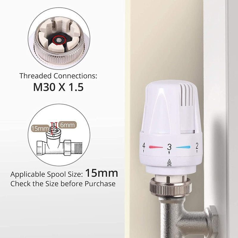 eSynic 2pcs Smart Radiator Thermostat TRV M 30 x 1.5 Radiator