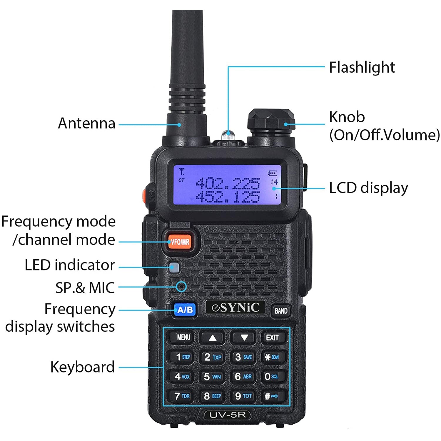 eSynic 2Pcs UV-5R Walkie Talkie professional walkie talkie