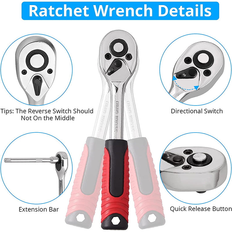 eSynic Professional 46Pcs Metric Socket Ratchet Wrench Set