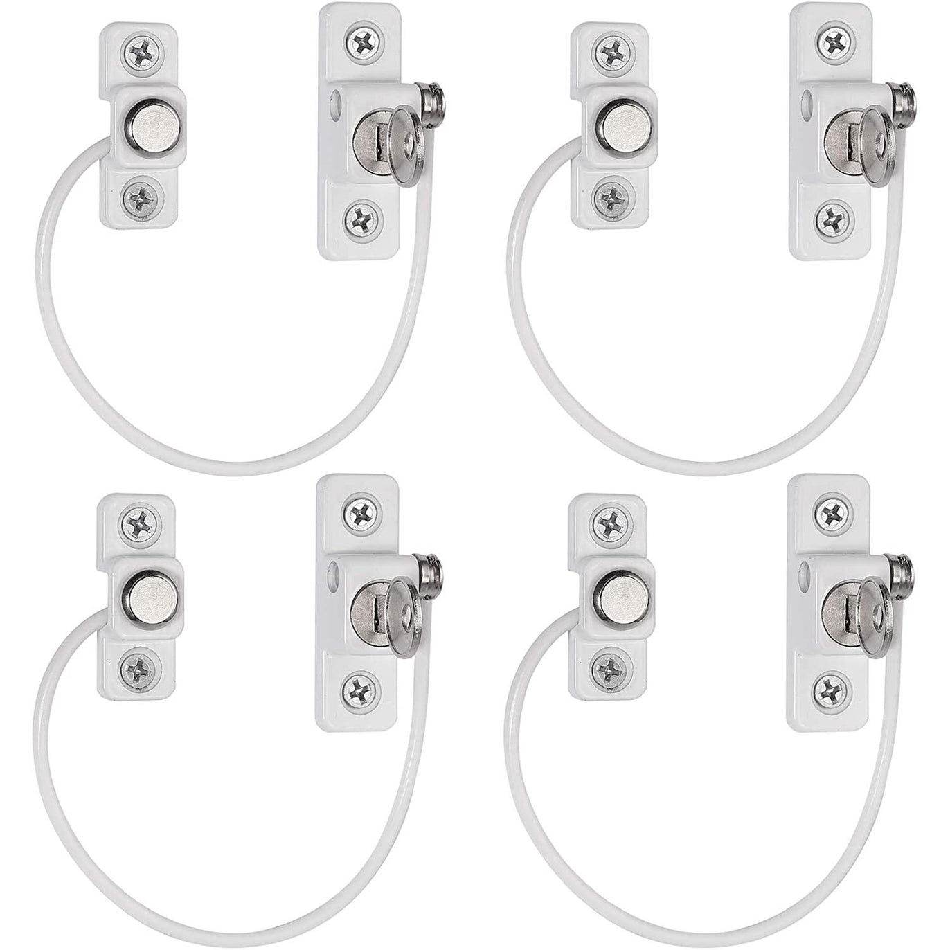 eSynic Popular 4pcs Window Restrictor Locks-White