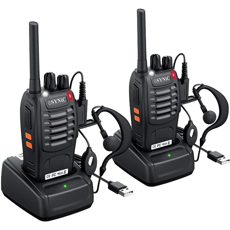 eSynic 2Pcs Professional Rechargeable Walkie Talkies 2 Way Radio