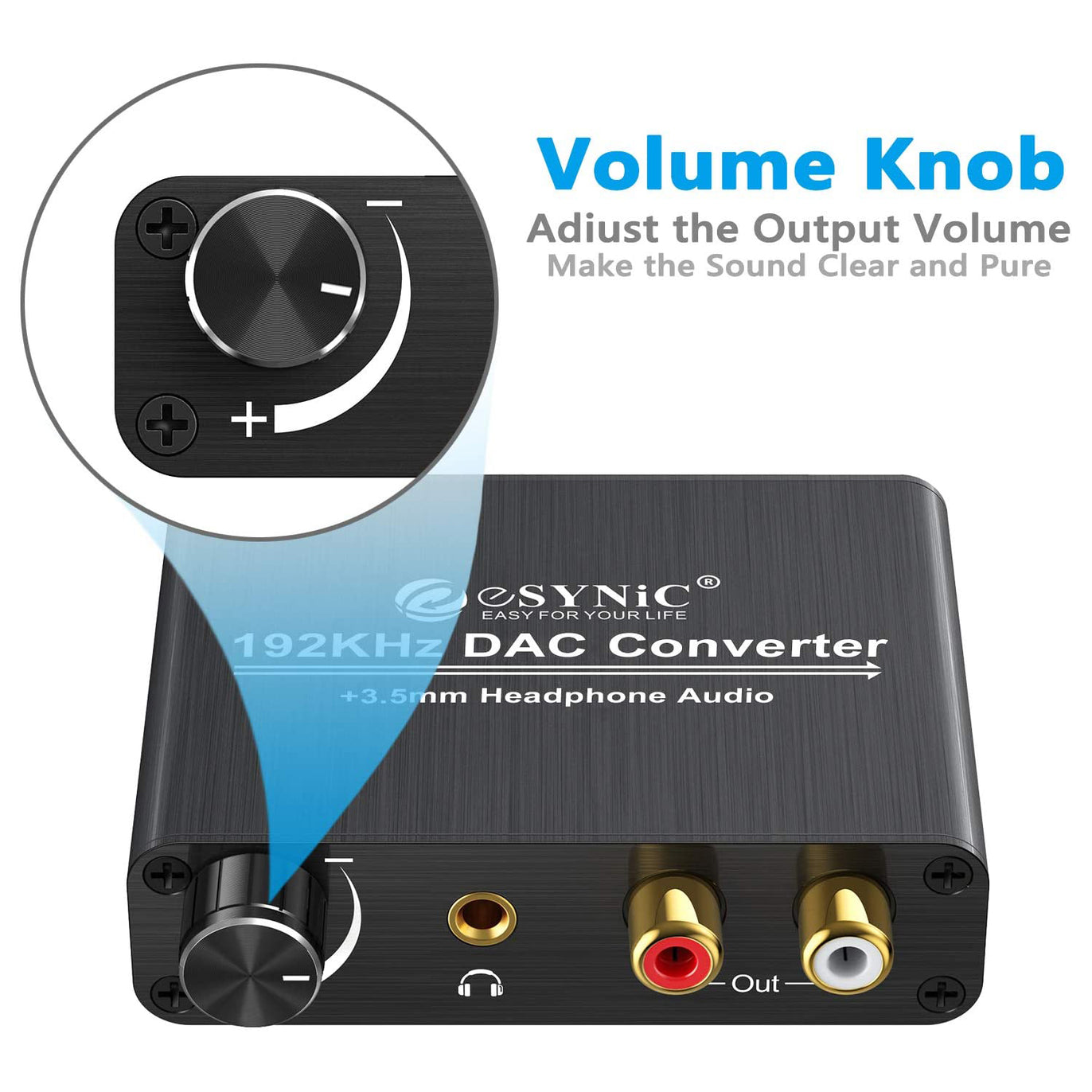 eSynic 192kHz DAC Digital to Analog Converter Volume Control