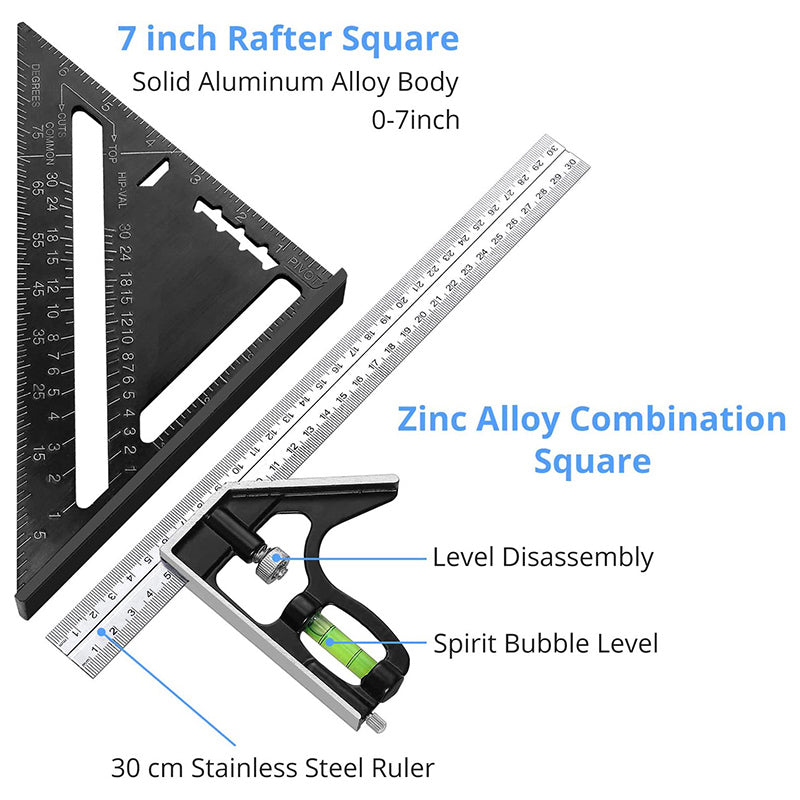 eSynic Alloy Combination Square Capentry, 12 Inch/300mm Combination Square Set
