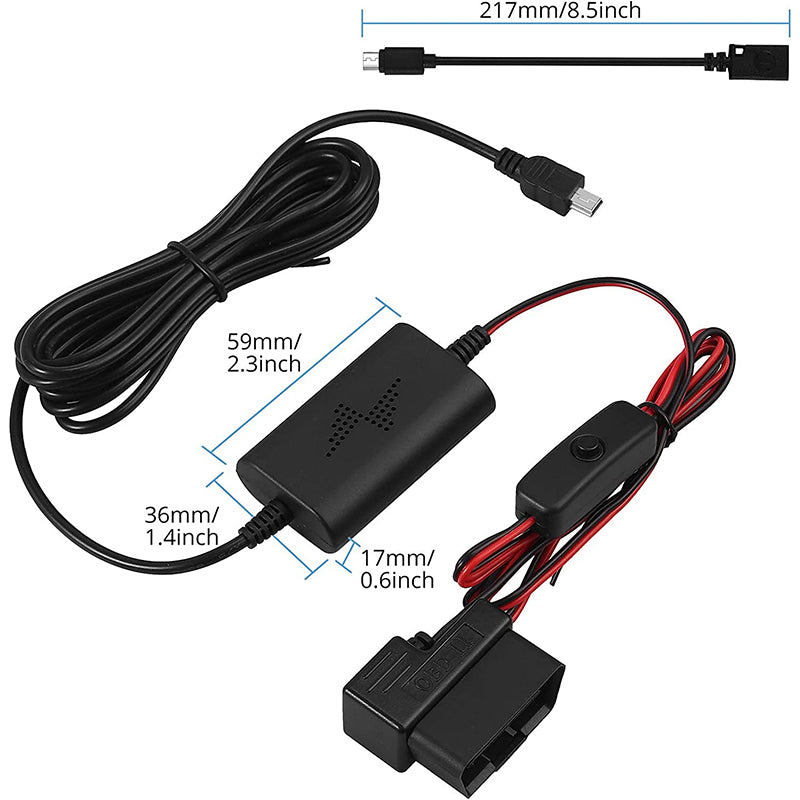 eSynic OBD Dash Cam Hard Wire Kit Universal HardWire Fuse Box Car Recorder