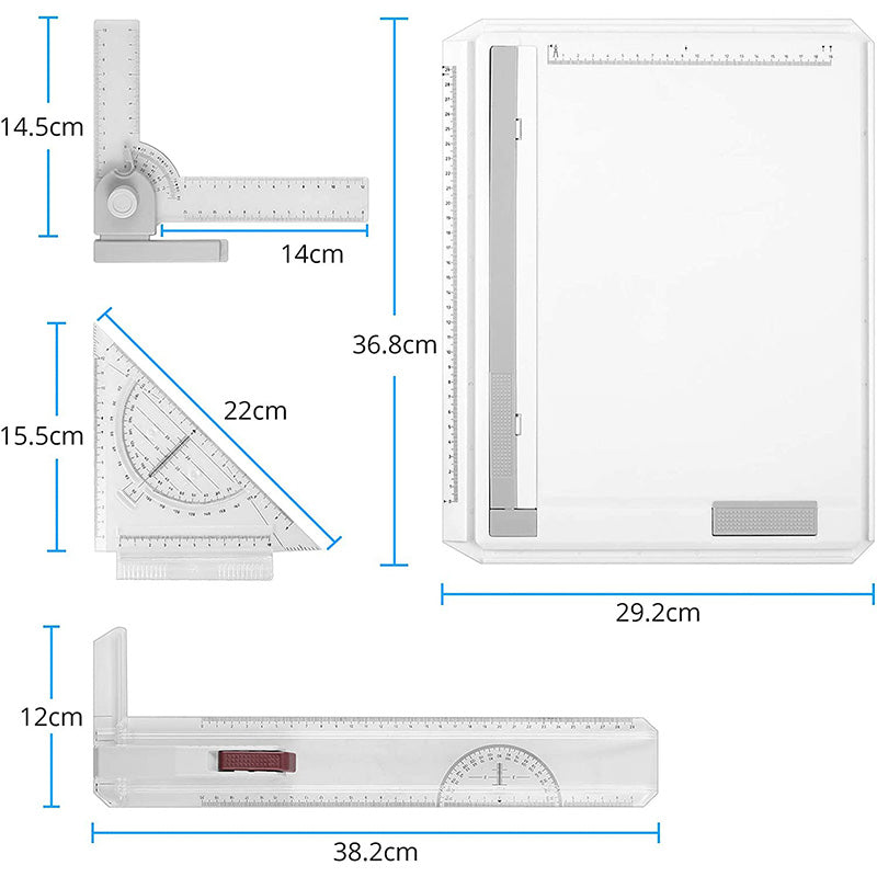 eSynic A4 Multifunction Drafting Table Adjustable Measuring System