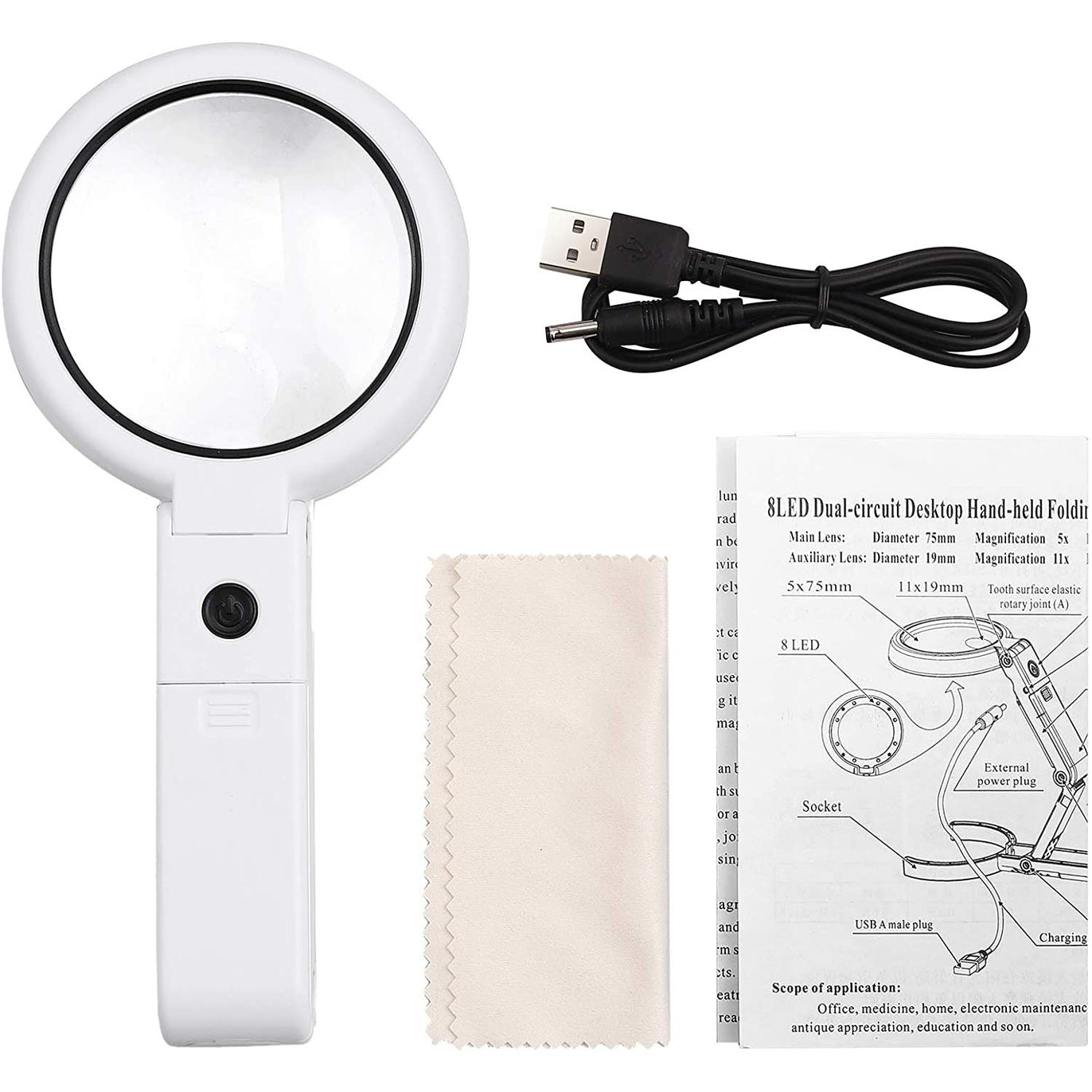 eSynic Professional 2 in 1 Magnifying Glass with Light