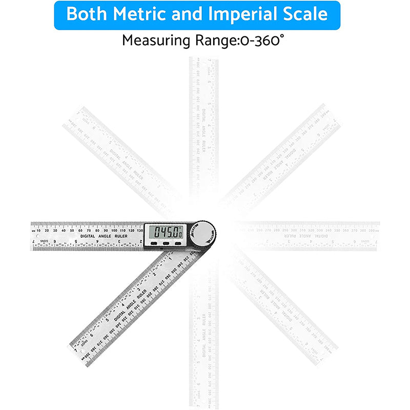 eSynic Digital Protractor 8 Inch/200mm Stainless Steel Electronic Angle Finder Ruler