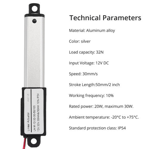 Actionneur Linéaire Electrique DC12V 32N Pour ouvre-porte RV Voiture automatique