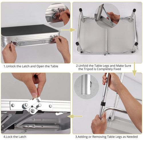 Table pliable de camping BBQ pique-nique avec filet de rangement Léger portable