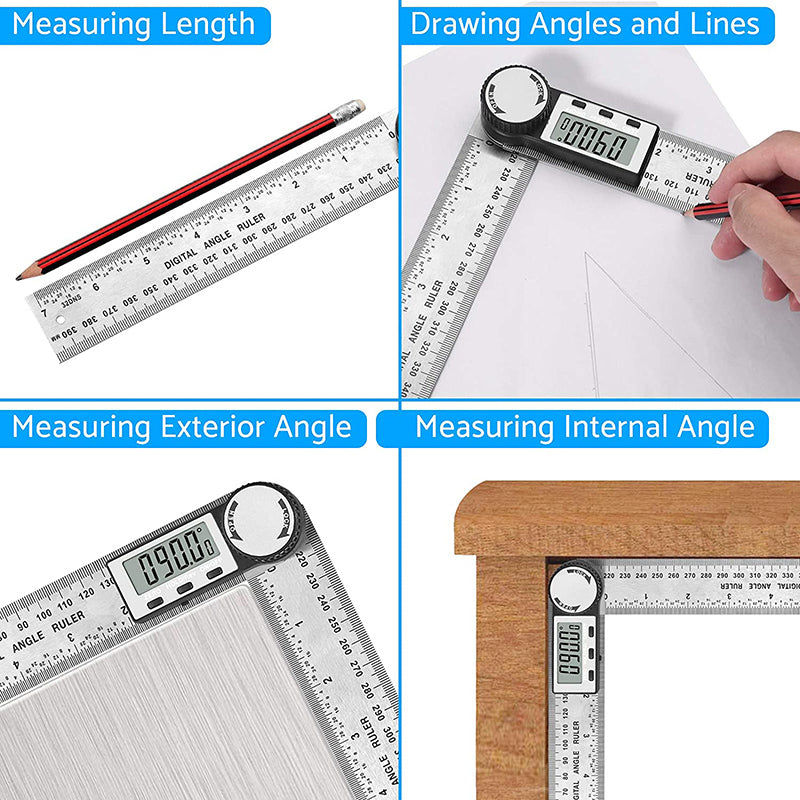 eSynic Digital Protractor 8 Inch/200mm Stainless Steel Electronic Angle Finder Ruler