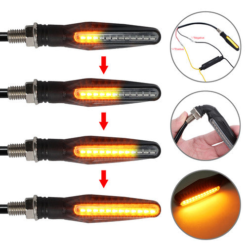 4X Turn Signal Indicators Motorcycle Flowing Water Light&LED Indicator Resistors