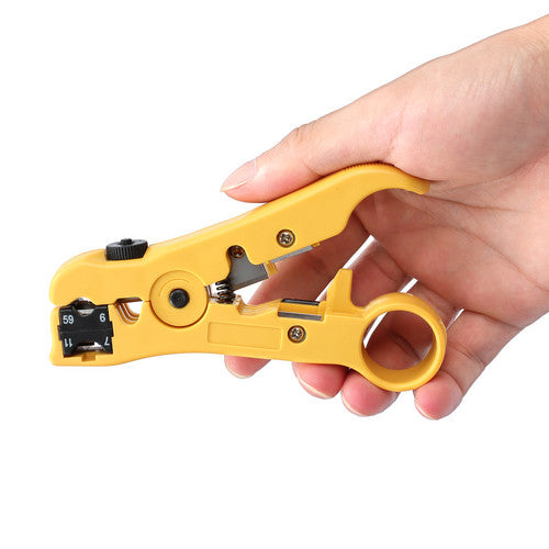 RG59 RG6 RG11 For F Connector TV Coaxial Cable Stripper Crimper Compression Tool