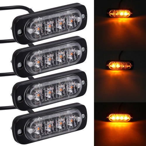 eSynic 4X Amber LED Car Truck Emergency Recovery Strobe Light Warning Flashing Beacon