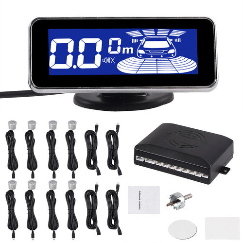 Front Rear LED Car Reverse Parking 8 Sensor Buzzer Alarm Kit + Display Monitor