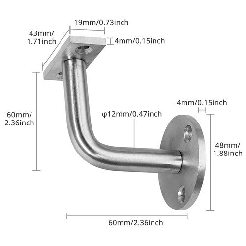 4* Handrail Bannister Support Stair Rail Bracket Balustrade Fixing Wall-Mounted